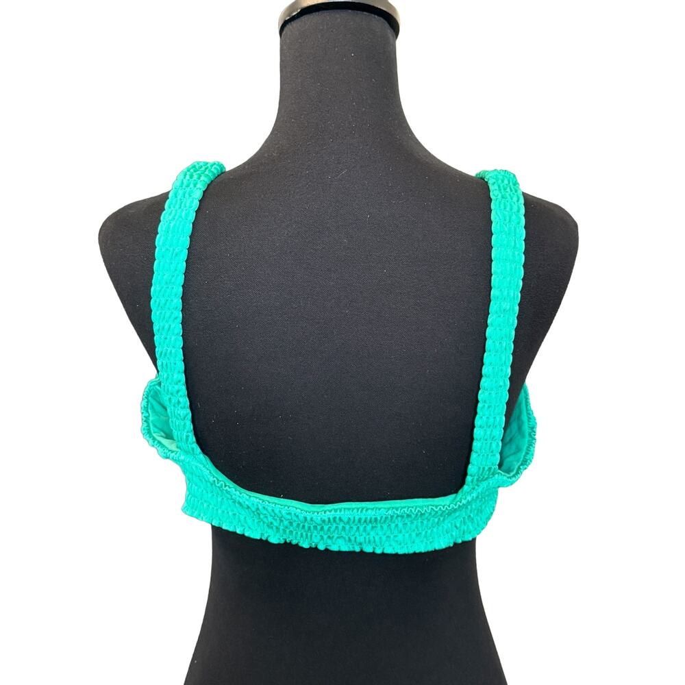 New ~ ASOS DESIGN Shirred Tie Front Triangle Bikini Top Size 12 - Picture 4 of 6